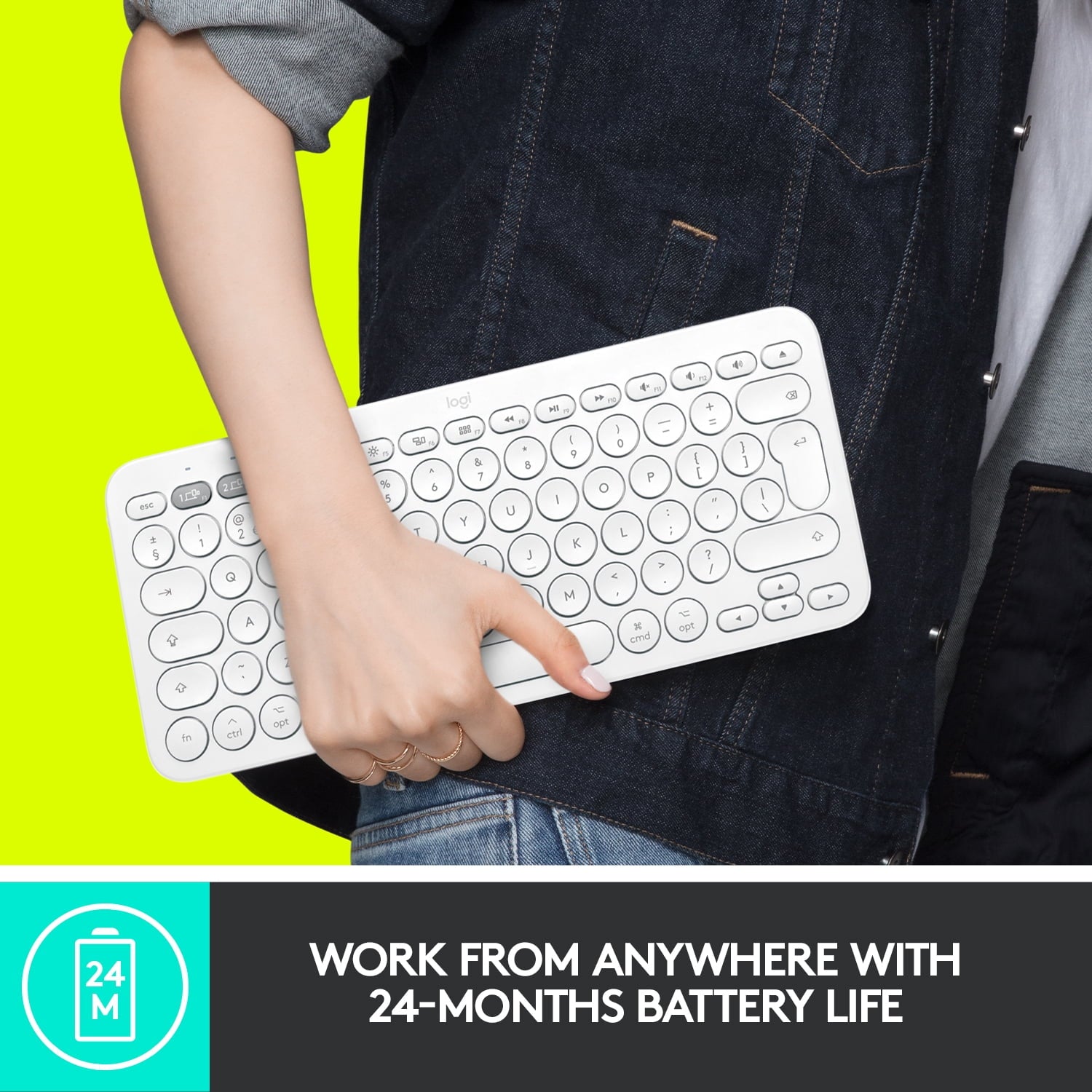 Logitech K380 Multi-Device Bluetooth Keyboard. Slim. Off-White