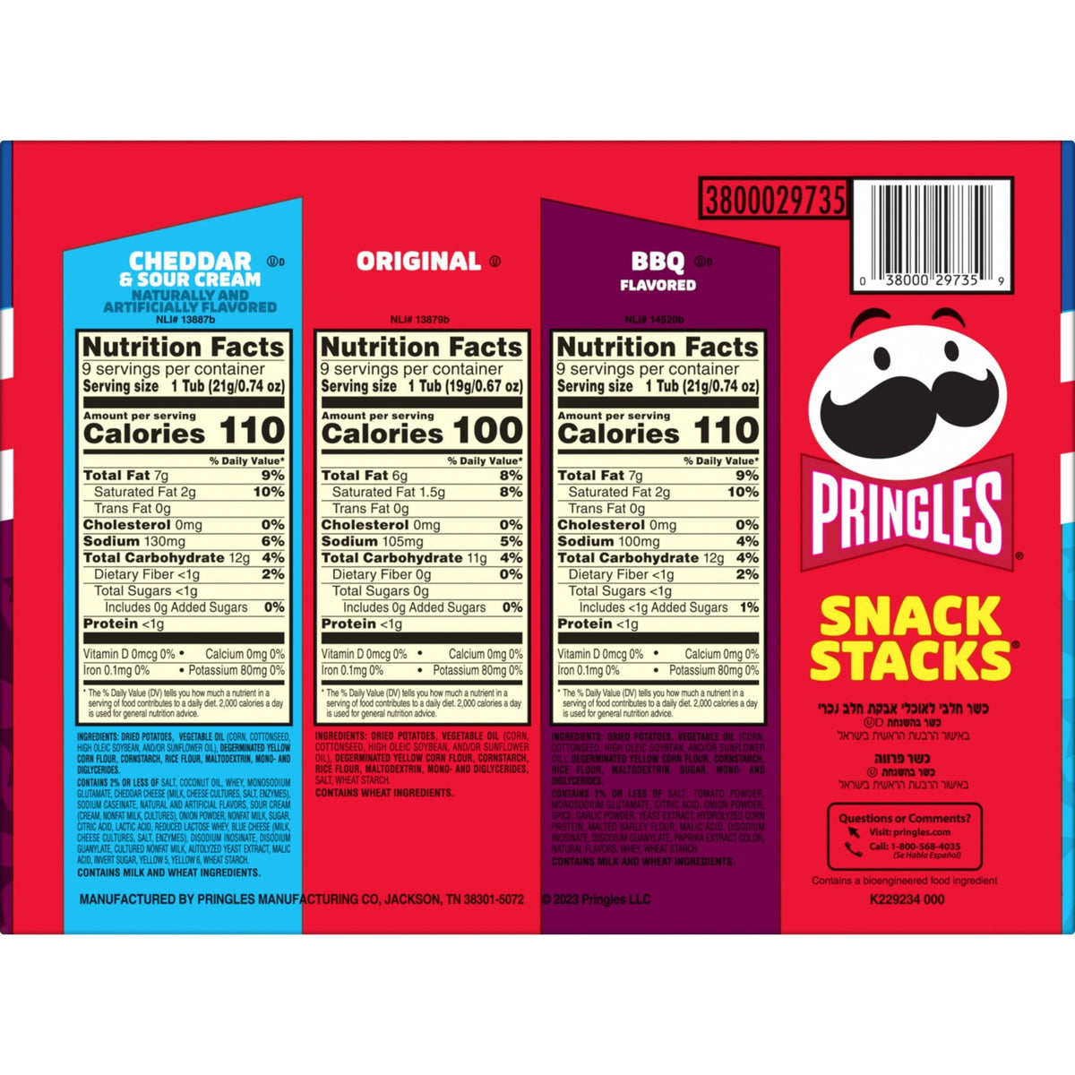Pringles Snack Cups 6 Flavor Variety Pack Potato Crisps Chips. Lunch Snacks. 27 Count