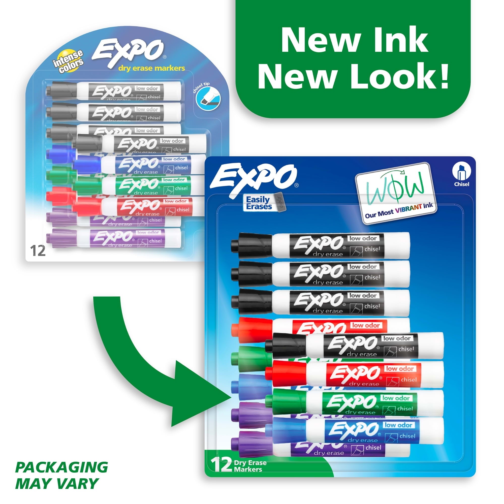 EXPO Low-Odor Dry Erase Markers. Chisel Tip. 12 Count