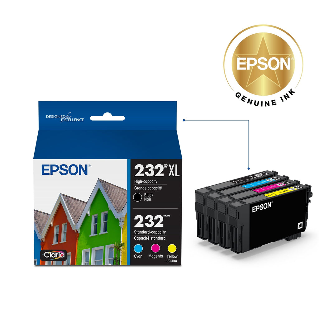 EPSON 232 Claria Ink High Capacity Black & Standard Color Cartridge Combo Pack (T232XL-BCS) Works with WorkForce WF-2930. WF-2950. Expression XP-4200. XP-4205