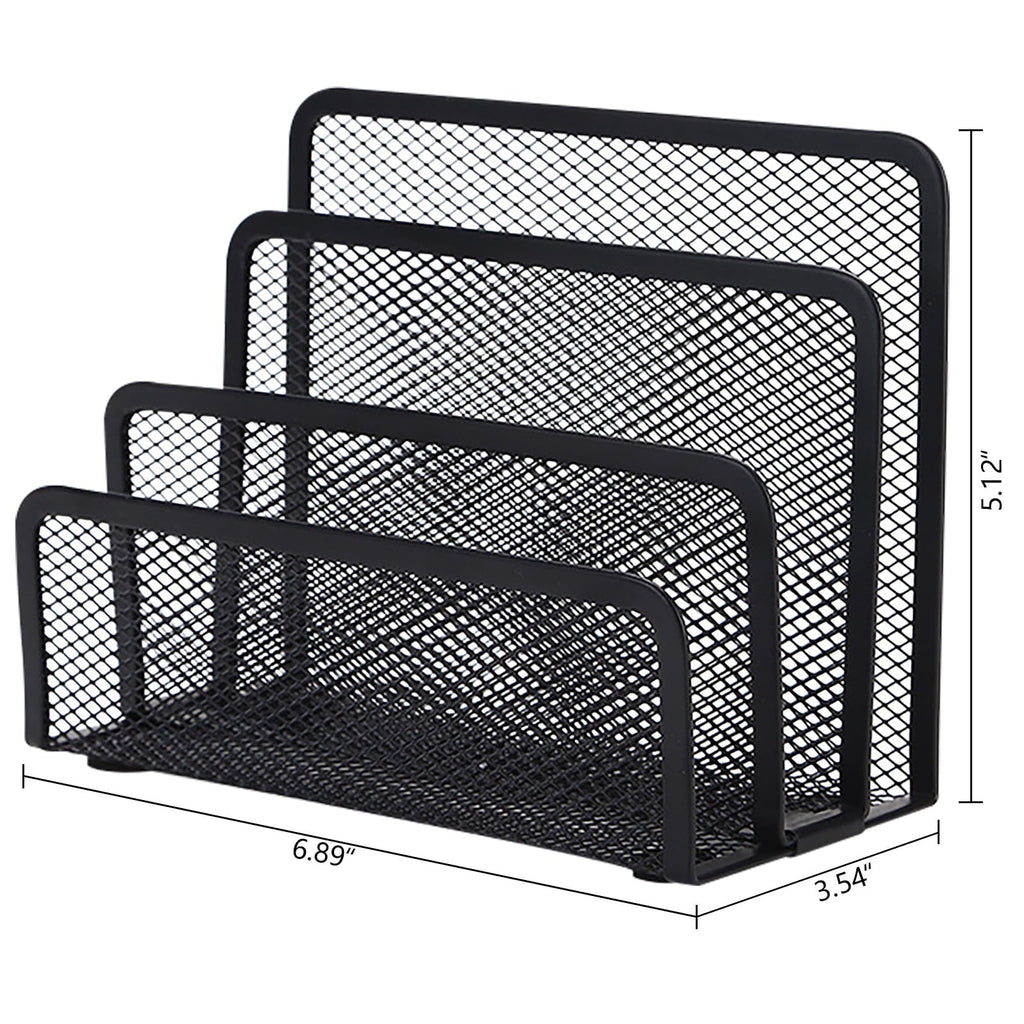 Metal Mesh Letter & File Holder / Mail Sorter. 2-Pack. Black
