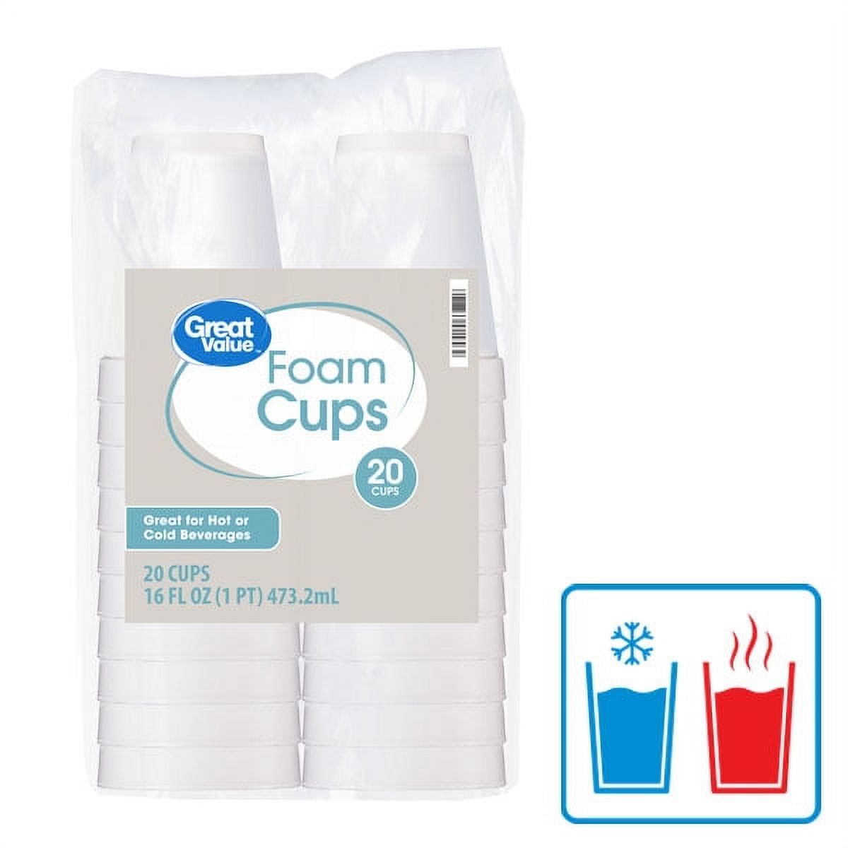 Great Value 16 oz Foam Cups. 20 count
