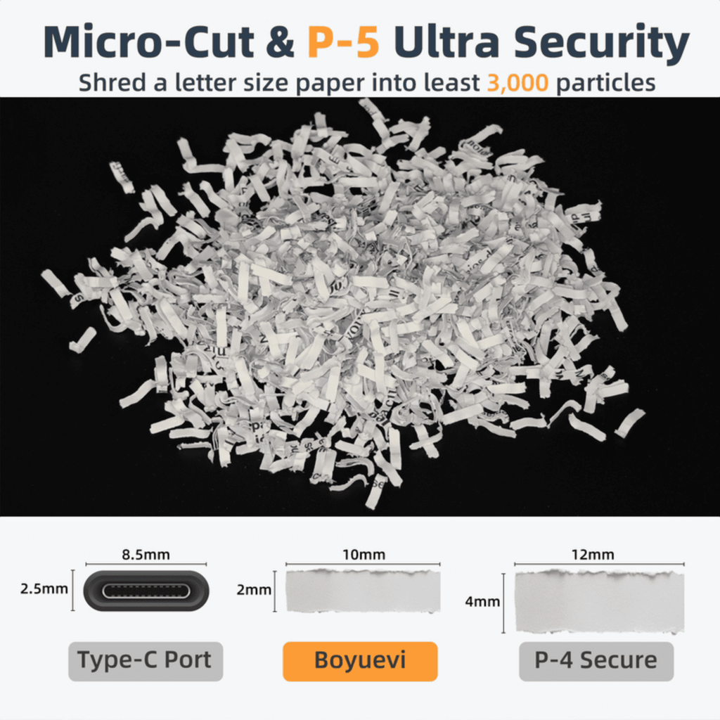 QUIETLEMON 200-Sheet Auto-Feed Micro-Cut Paper Shredder. P-5 High Security. 5.8-Gal Bin. Anti-Jam