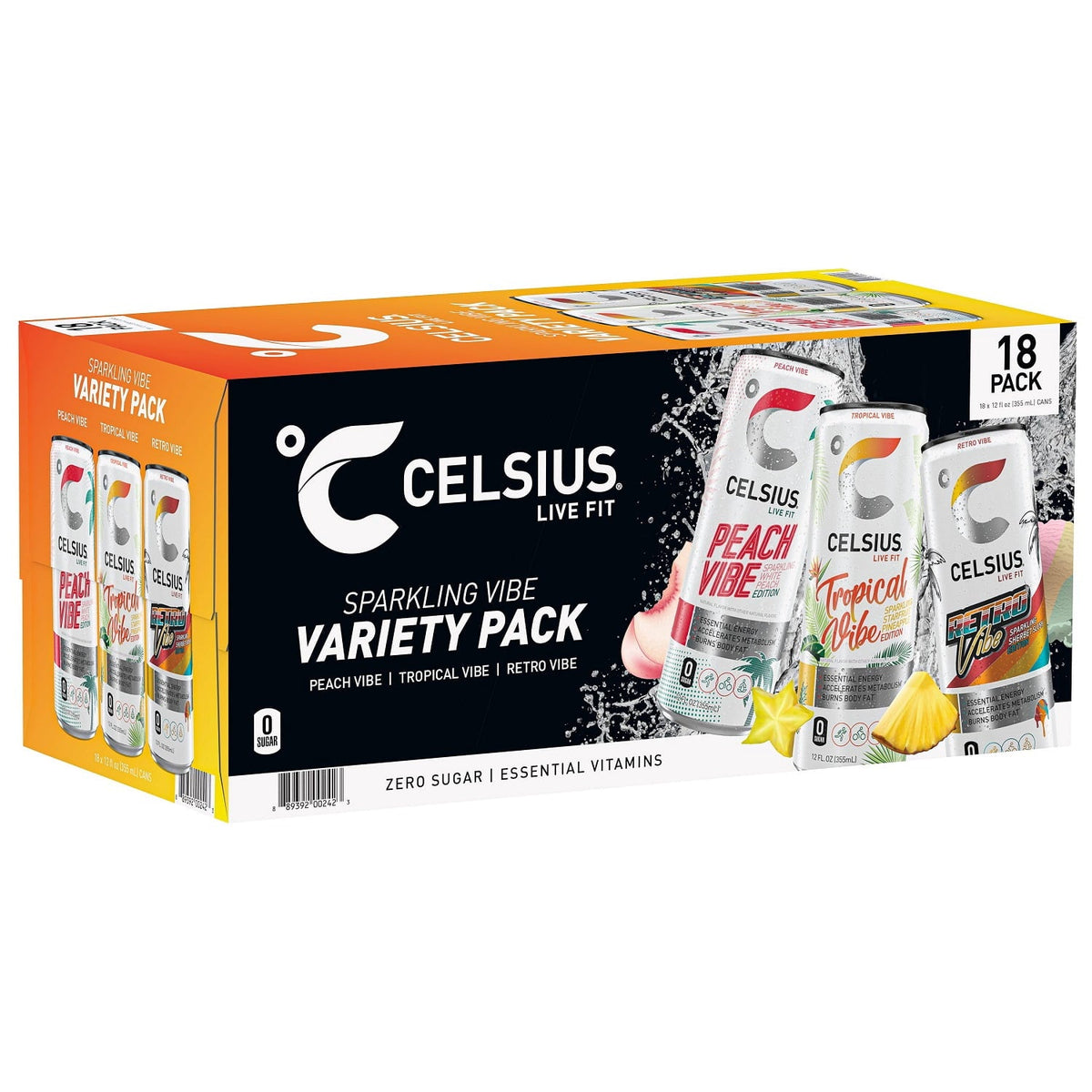 Celsius Sparkling Energy Drink. Vibe Variety Pack. 12 Fluid Ounce (Pack of 18)