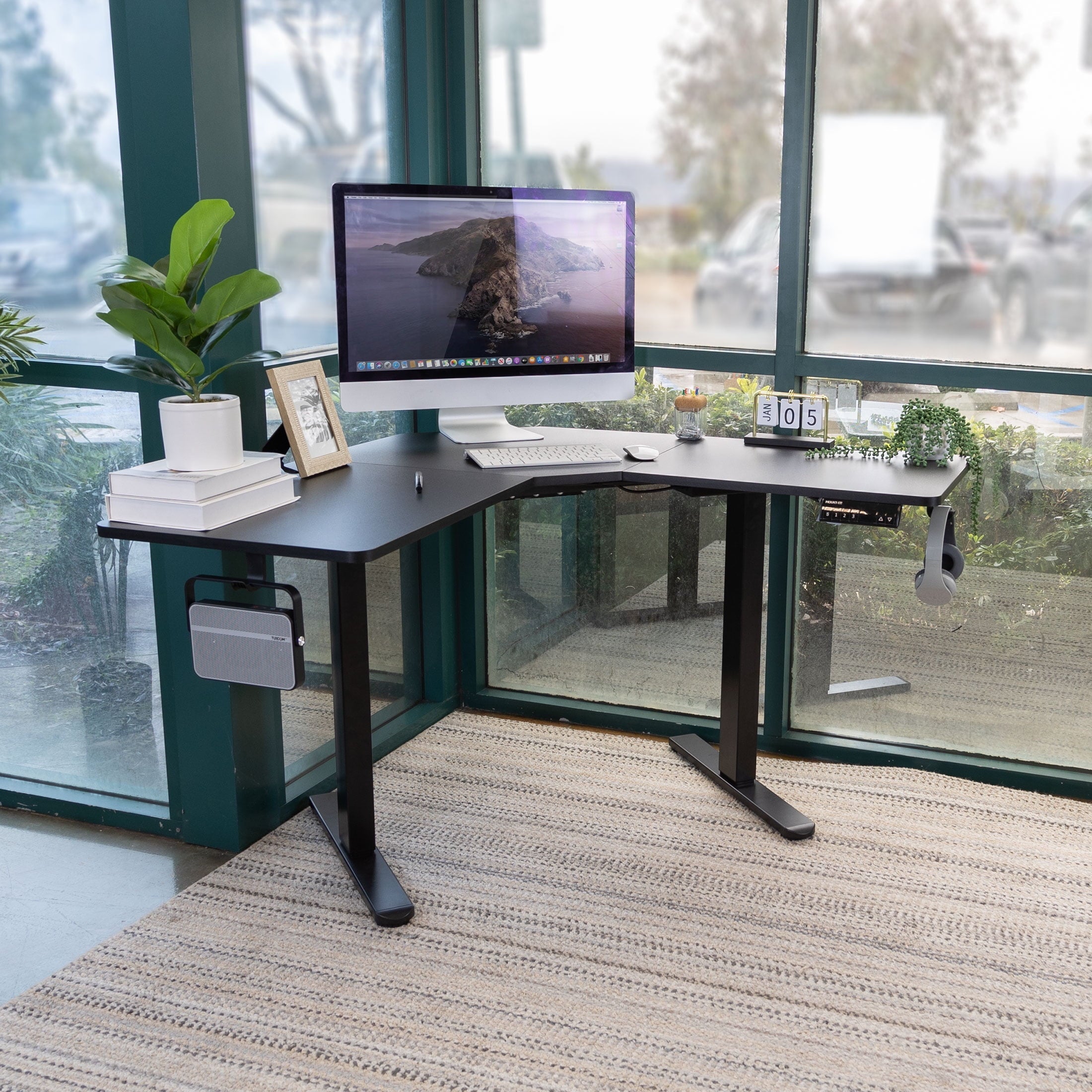 Mount-It! Eclectic Height Adjustable Corner Sit-Stand Desk. Ergonomic. New Design