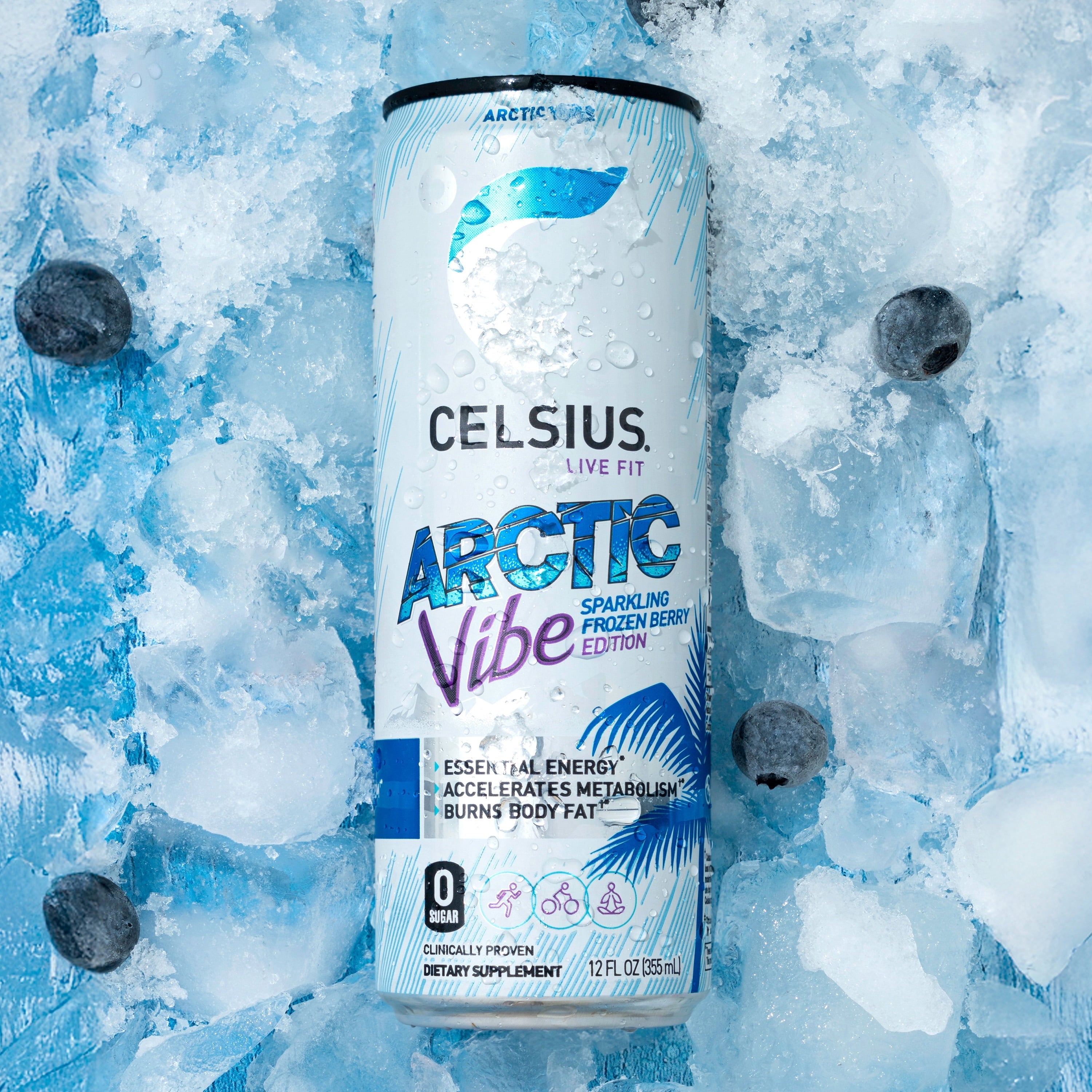 CELSIUS Sparkling Arctic Vibe. Functional Energy Drink 12 fl oz (Pack of 12)