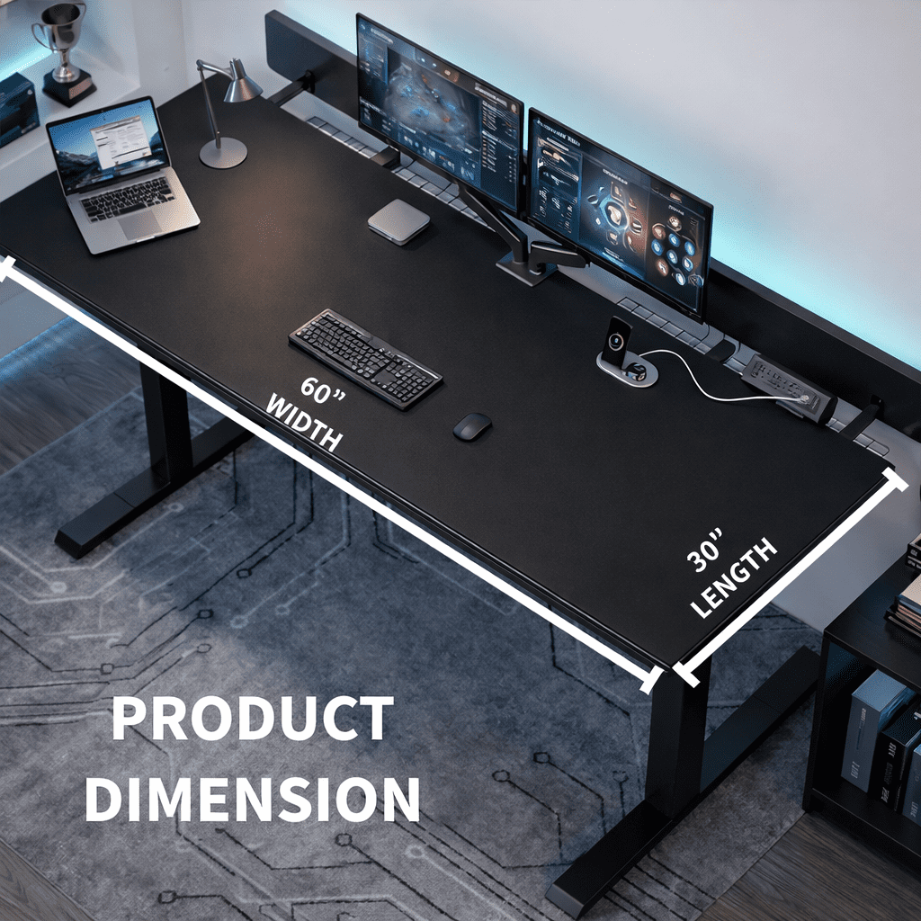 BrooveWave Electric Standing Desk Adjustable. 60''x30 Sit Stand Desk with Flip-Top Cable Management for Home Office