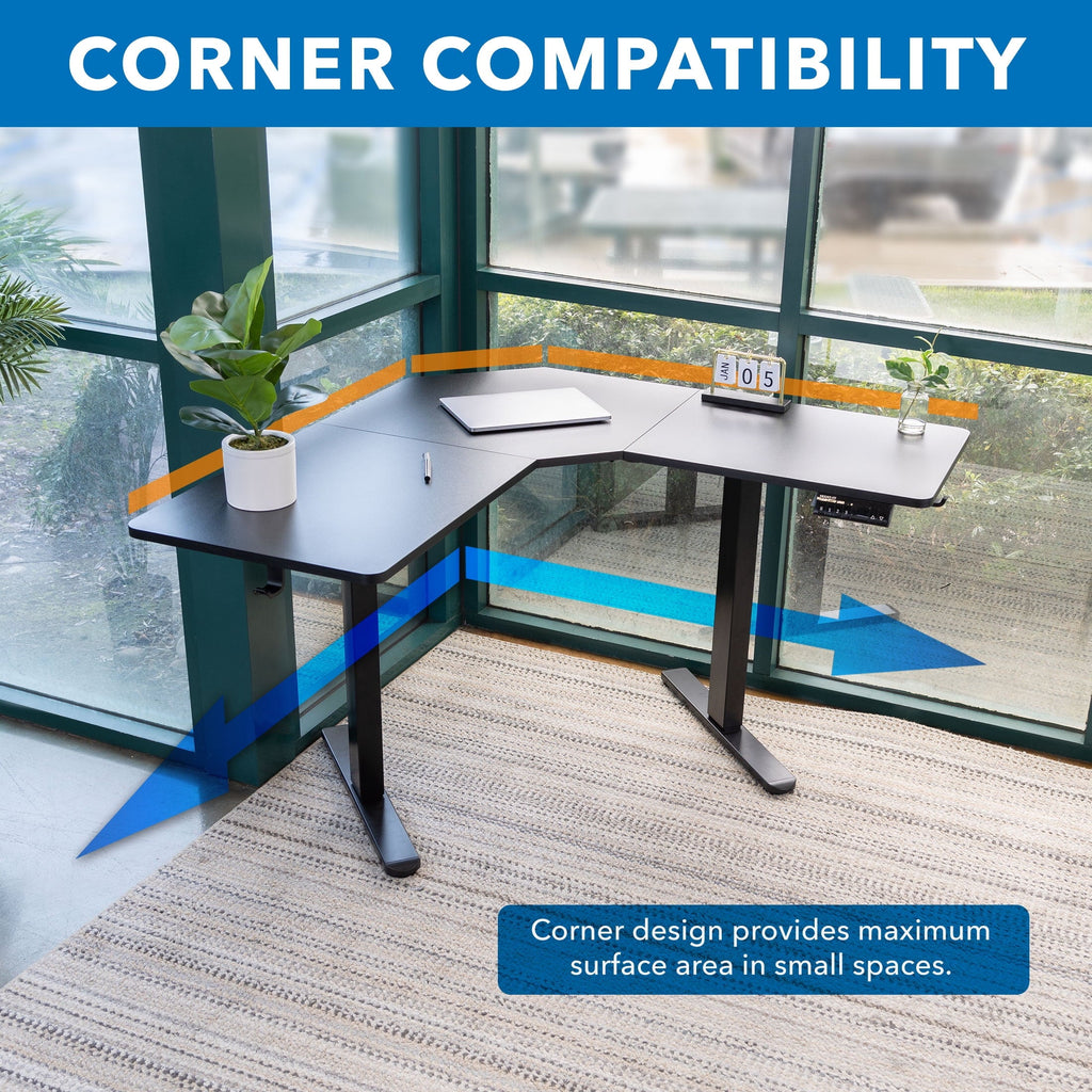 Mount-It! Eclectic Height Adjustable Corner Sit-Stand Desk. Ergonomic. New Design
