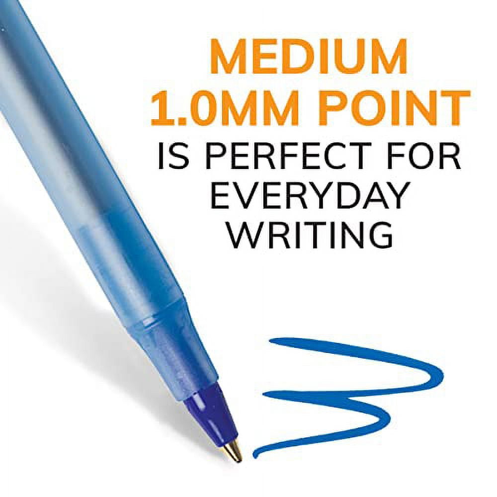 BIC Round Stic Xtra Life Ballpoint Pen. Medium Point (1.0mm). Blue. Flexible Round Barrel For Writing Comfort. 60-Count