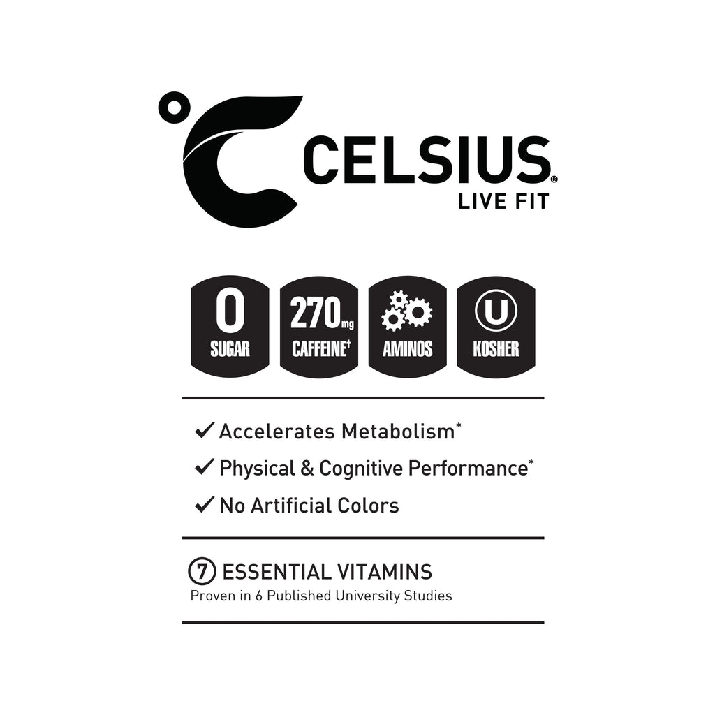 CELSIUS ESSENTIALS. Sparkling Blue Crush. Performance Energy Drink 16 fl oz (Pack of 12)
