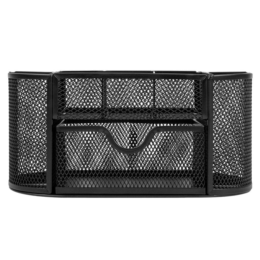 Deli Mesh Desk Organizer with Drawer. 8 Compartments. Black