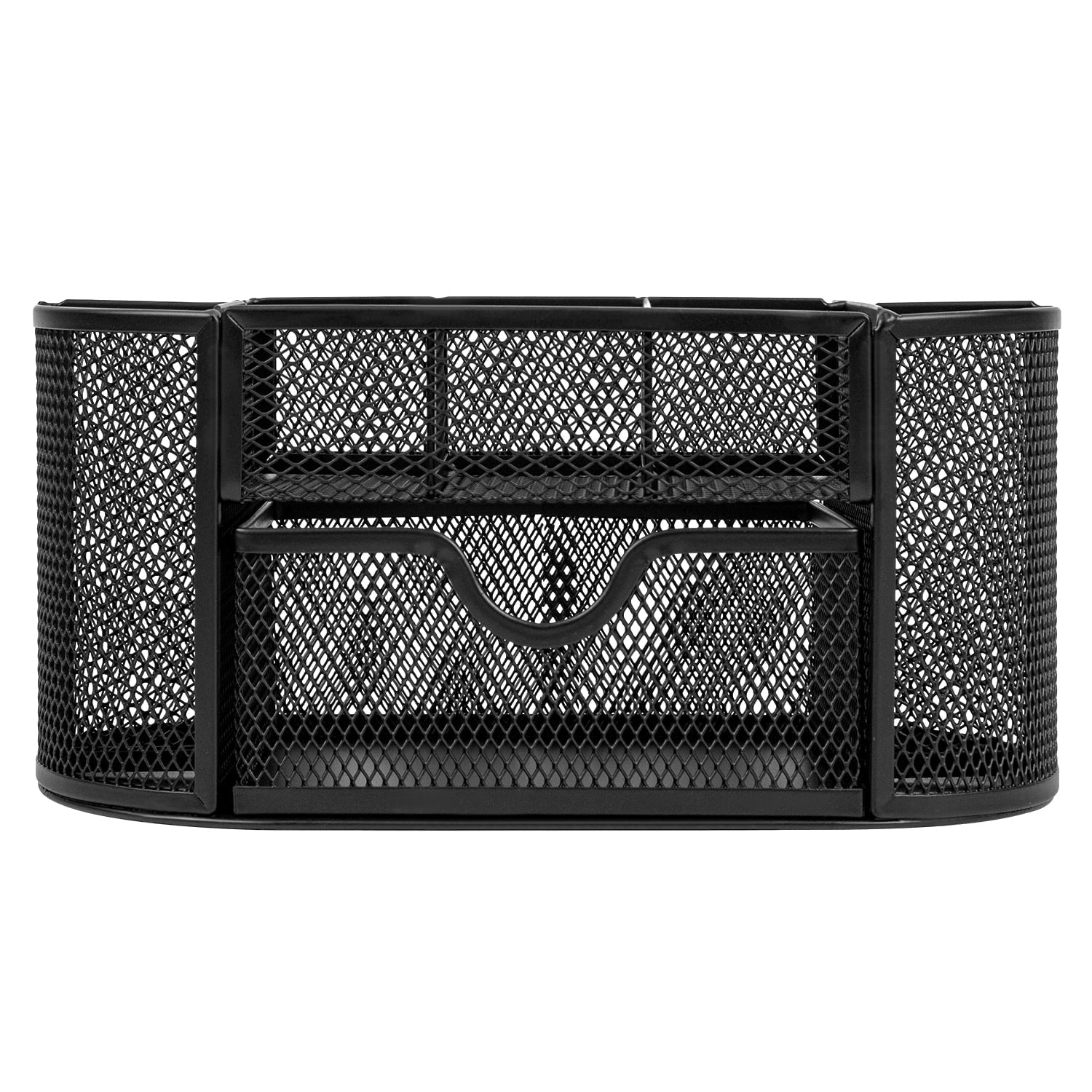 Deli Mesh Desk Organizer with Drawer. 8 Compartments. Black
