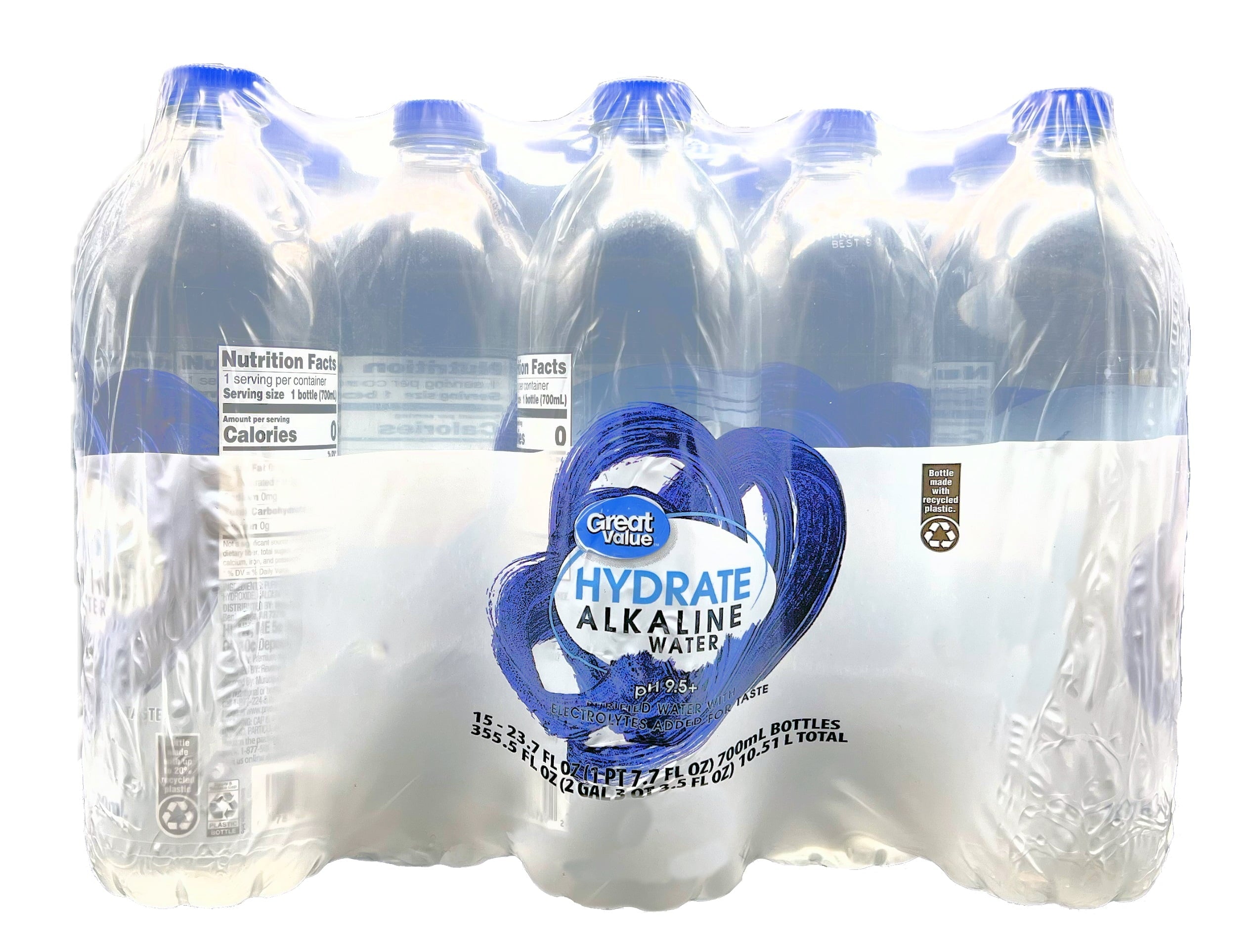 Great Value Hydrate Alkaline Water Bottle. 23.7 fl oz. 15 Count