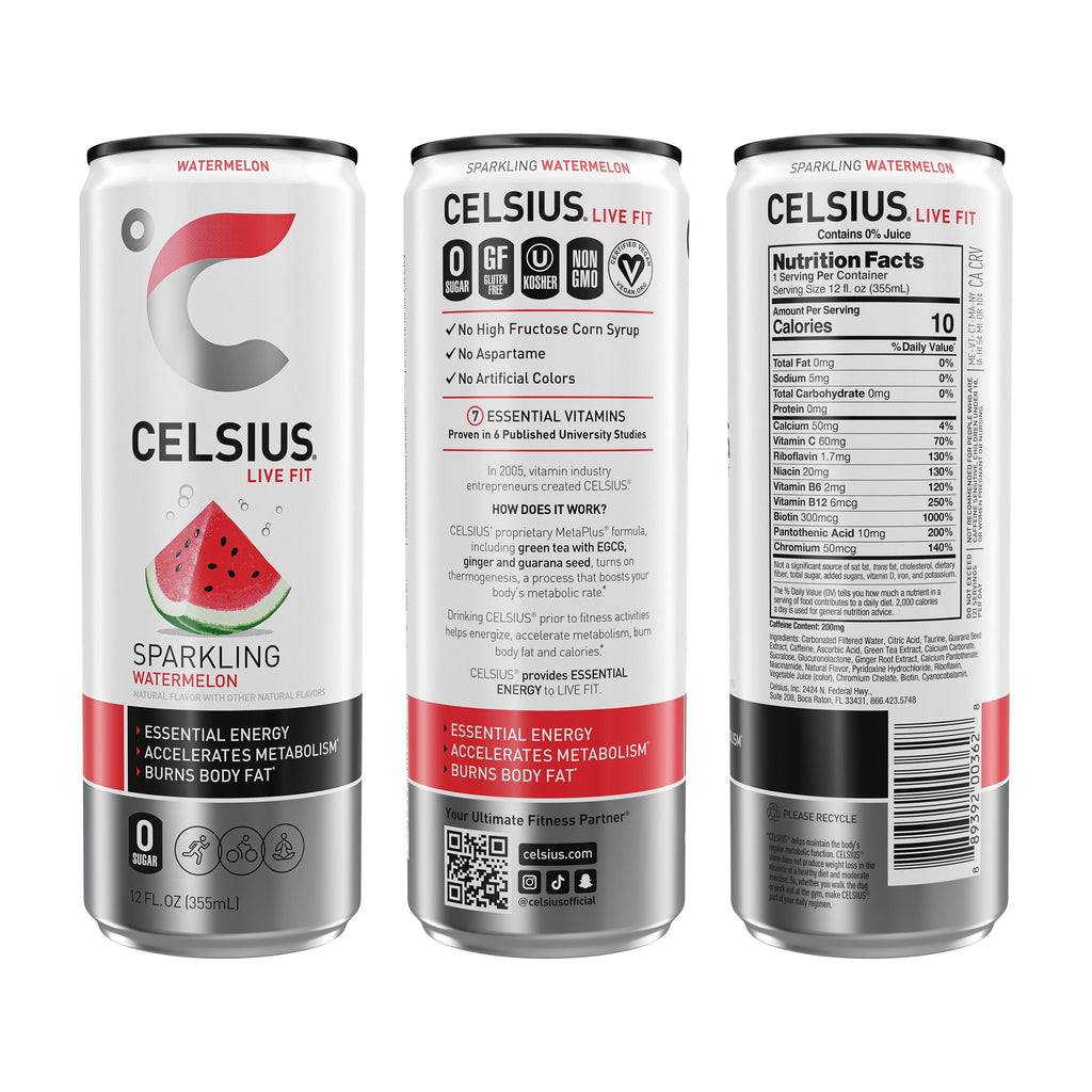 CELSIUS Sparkling Three Flavor. Zero Sugar Energy Drink (pack of 12)