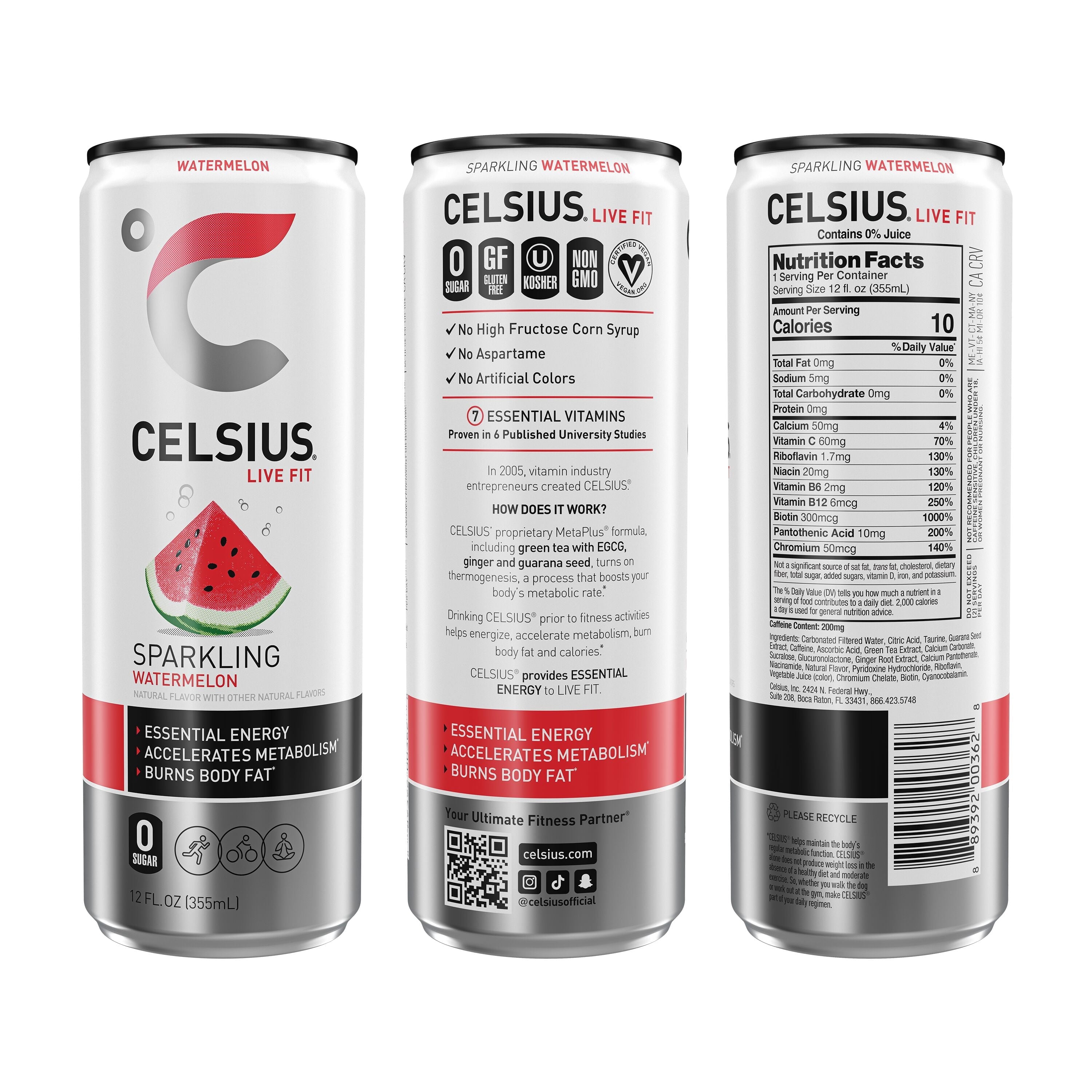 CELSIUS Sparkling Three Flavor. Zero Sugar Energy Drink (pack of 12)
