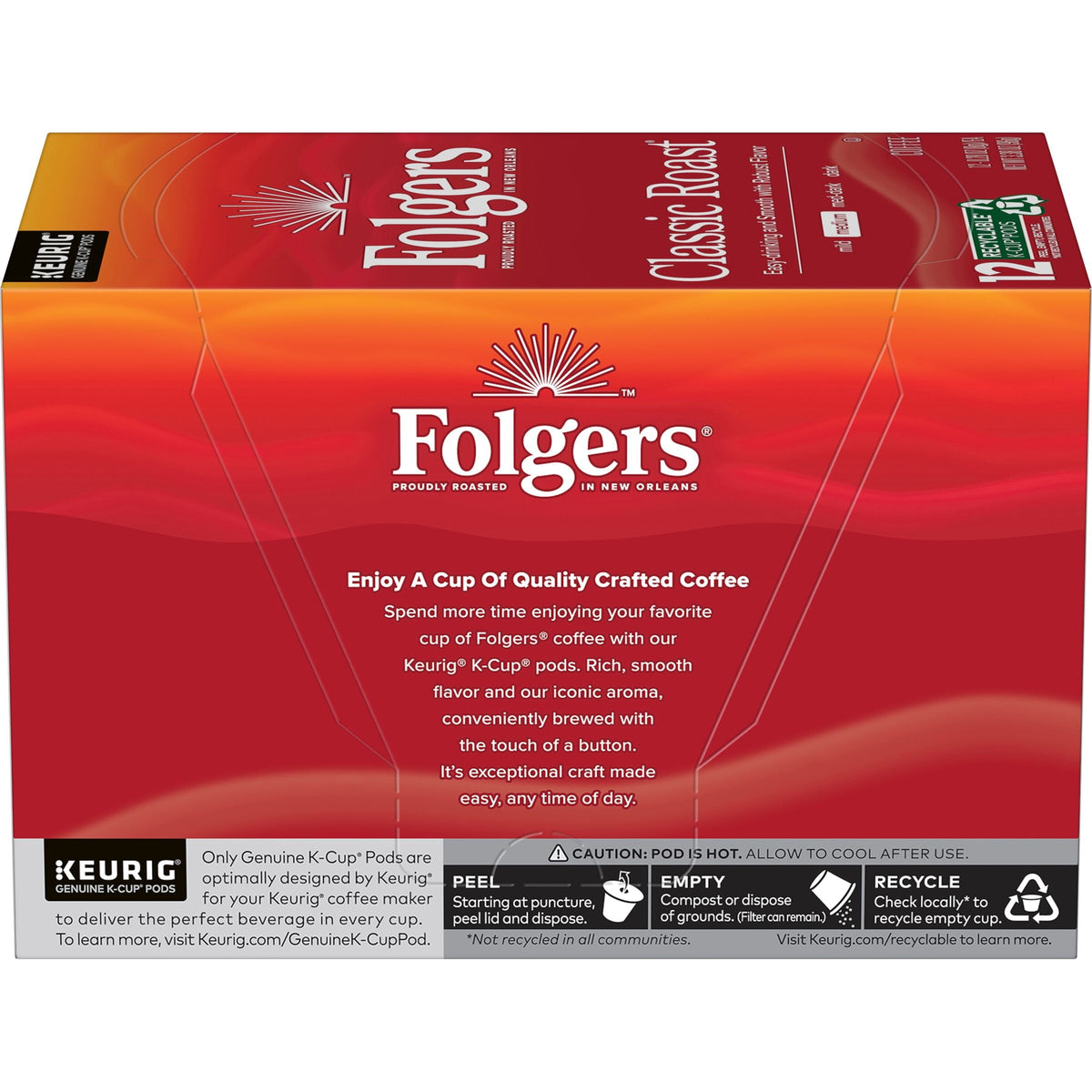 Folgers Classic Roast Coffee K-Cup Pods. Medium Roast. 84-Count