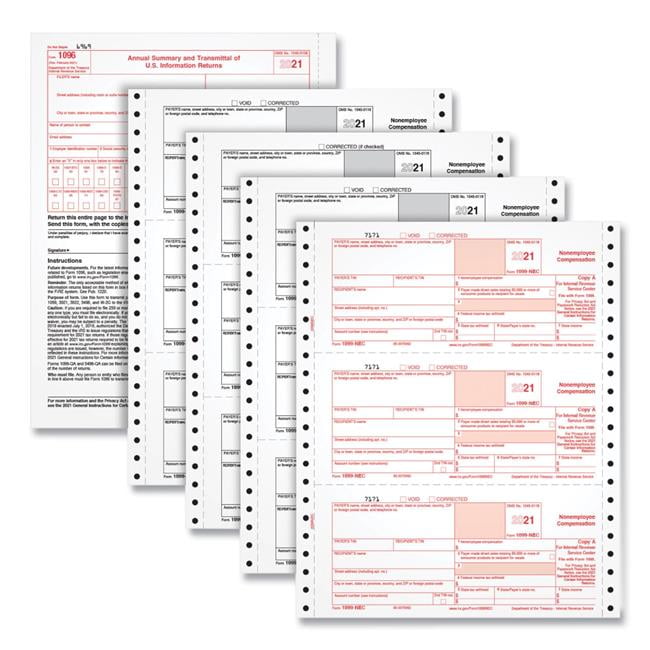 Four-Part 1099-Nec Continuous Tax Forms. 8.5 X 11. 2/page. 24/pack | Bundle of 5 Packs