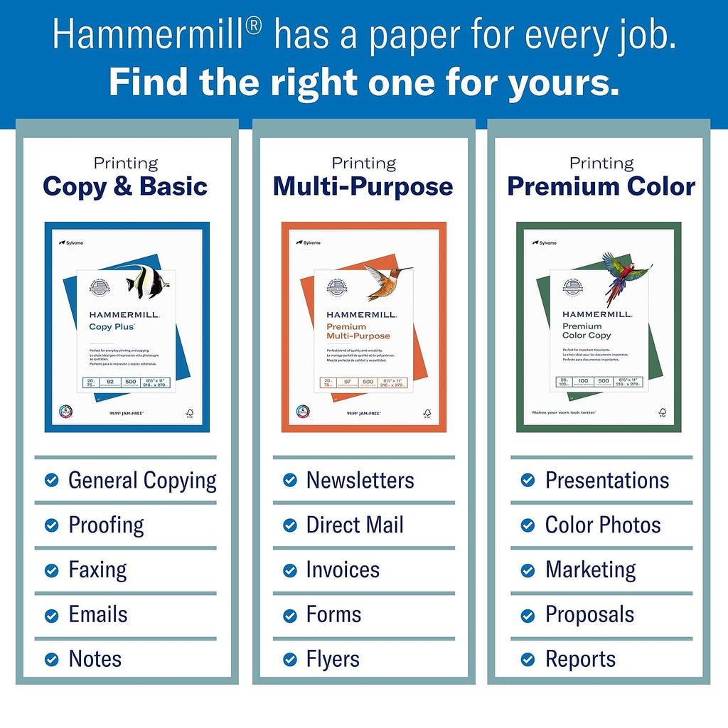 Hammermill Printer Paper. 20 lb Great White 30% Recycled. 8.5 x 11. 5000 Sheets Total (500 per Pack)