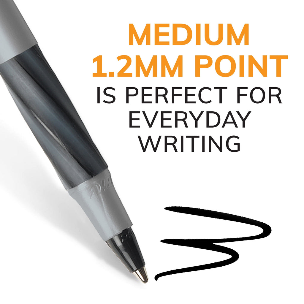 BIC Round Stic Xtra Comfort Ballpoint Pen. Bold Point. 1.2 mm. Black Ink. 24 Count