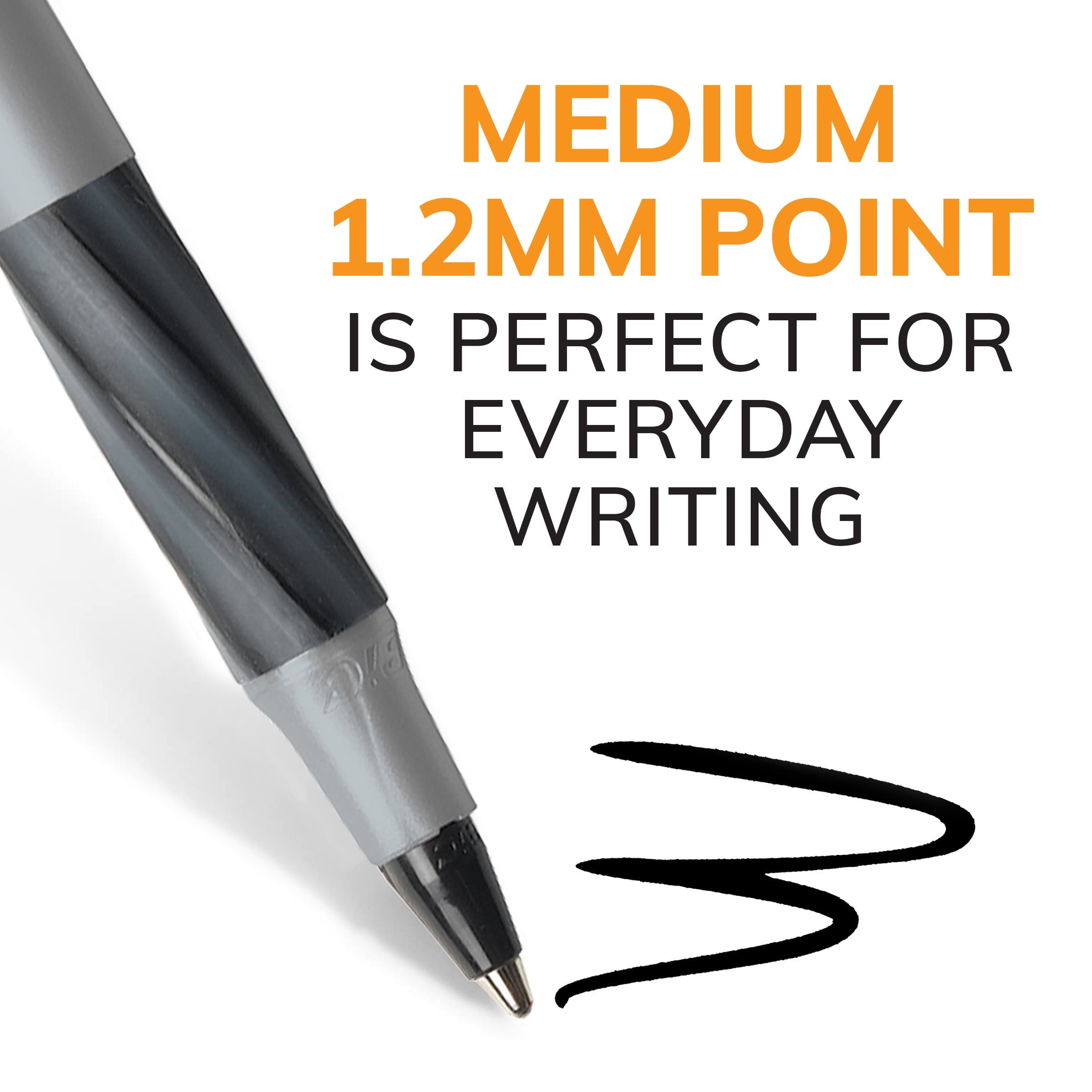 BIC Round Stic Xtra Comfort Ballpoint Pen. Bold Point. 1.2 mm. Black Ink. 24 Count