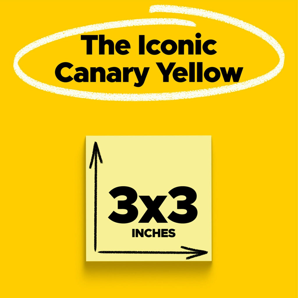 Post-it Notes. 3 in x 3 in. Canary Yellow. 24 Pads/Pack
