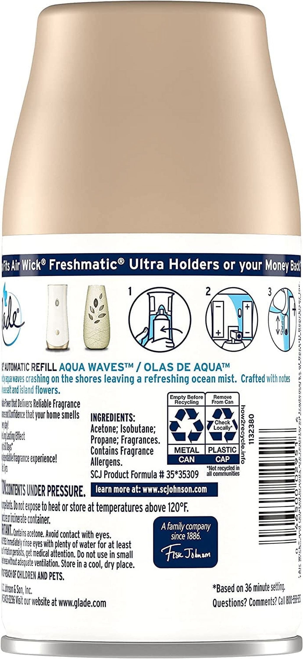 Glade Automatic Spray Refill - Aqua Waves. 3 Refills (6.2 oz Each)