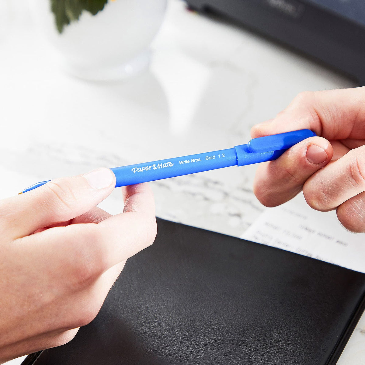 Paper Mate Ballpoint Pens. Write Bros. Blue Ink Pens. Medium Point (1.0mm). 60 Count