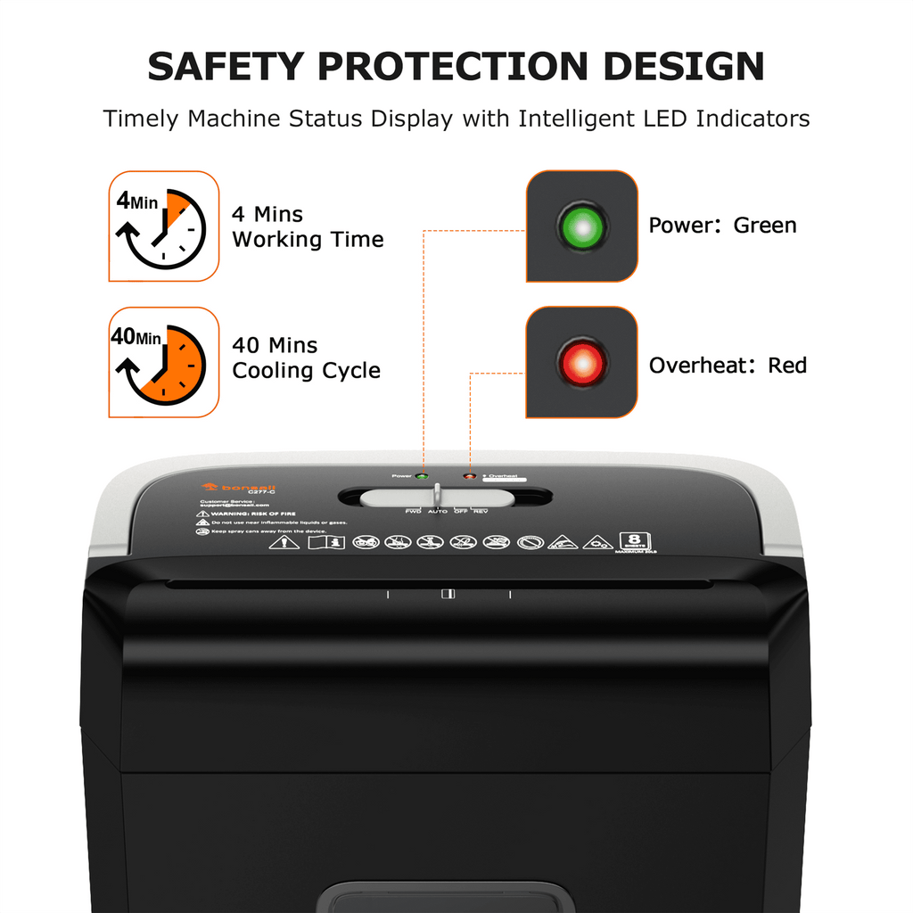 Bonsaii 8-Sheet Cross-Cut Paper Shredder. 3.4-Gallon Bin