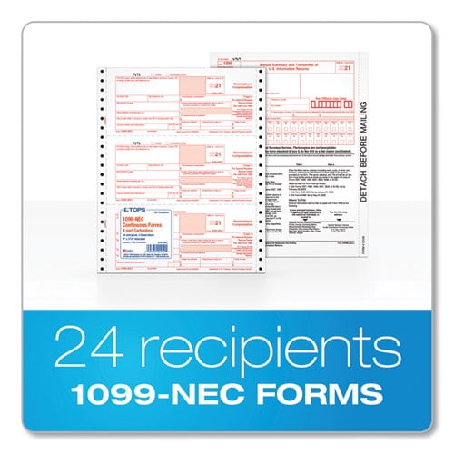Four-Part 1099-Nec Continuous Tax Forms. 8.5 X 11. 2/page. 24/pack | Bundle of 5 Packs