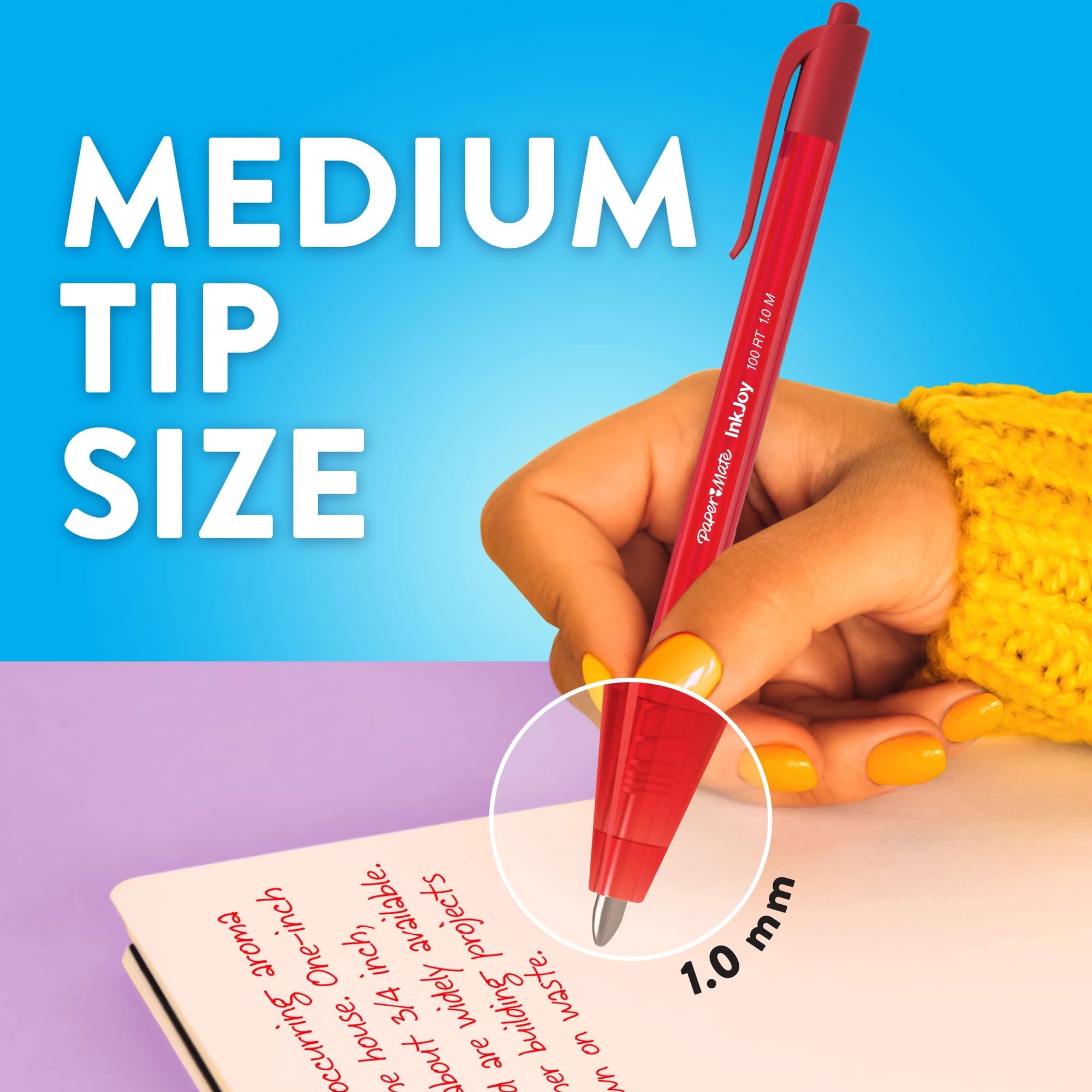 Paper Mate InkJoy 100 RT Ballpoint Pens. 1.0mm. Assorted Colors. 16-Pack