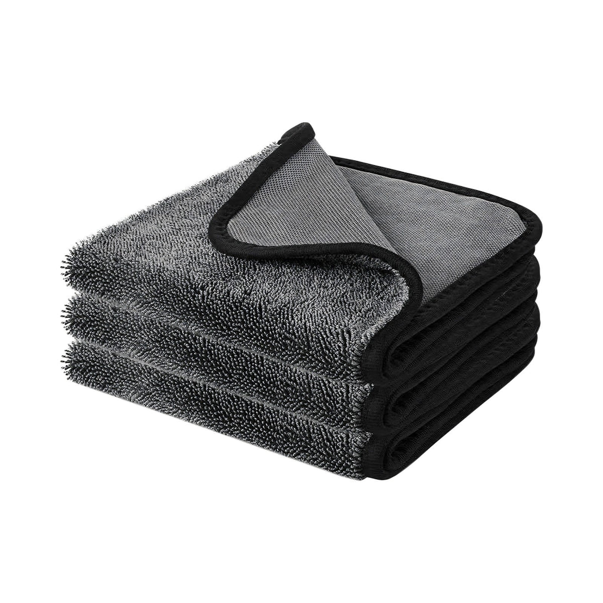 3 Pack Microfiber Car Drying Towels. Thickened Twisted Braid Design for Superior Water Absorption and Scratch-Free Cleaning. 30x40cm Gray Multi-Function Auto Detailing Cloths
