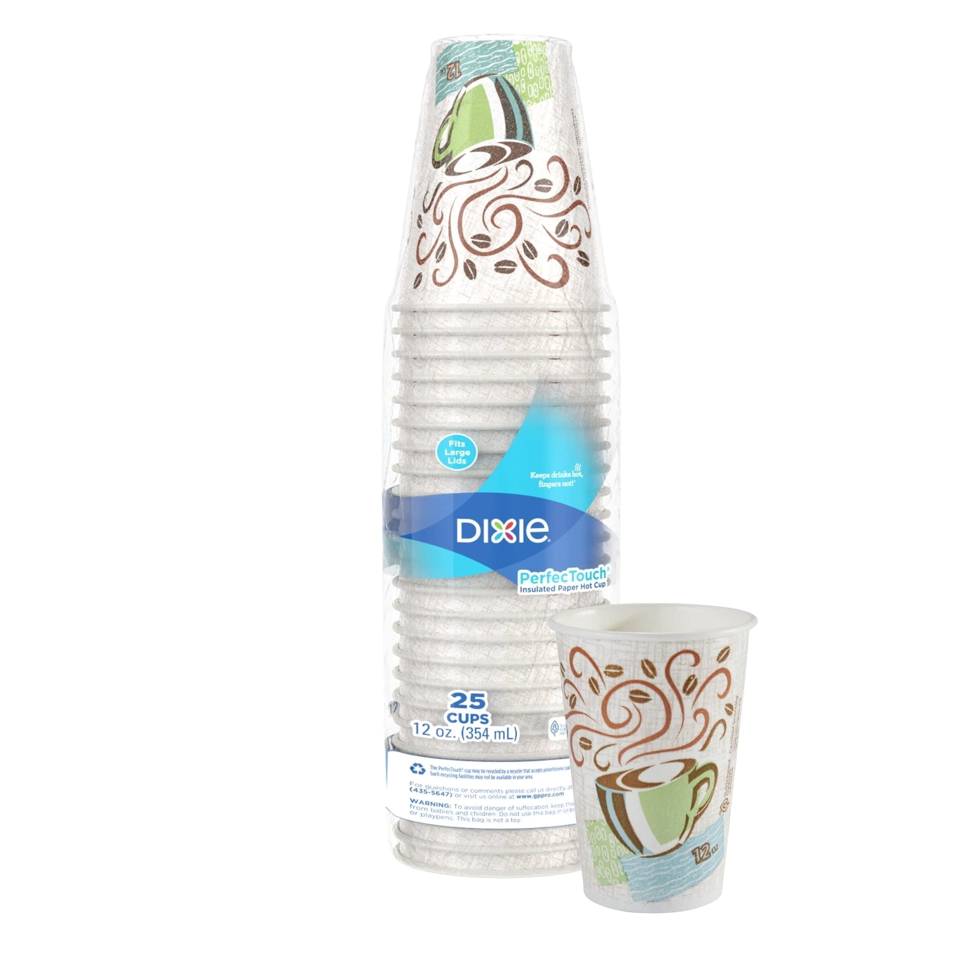 Dixie PerfecTouch Insulated Paper Hot Cups. 12 oz. 500-Count