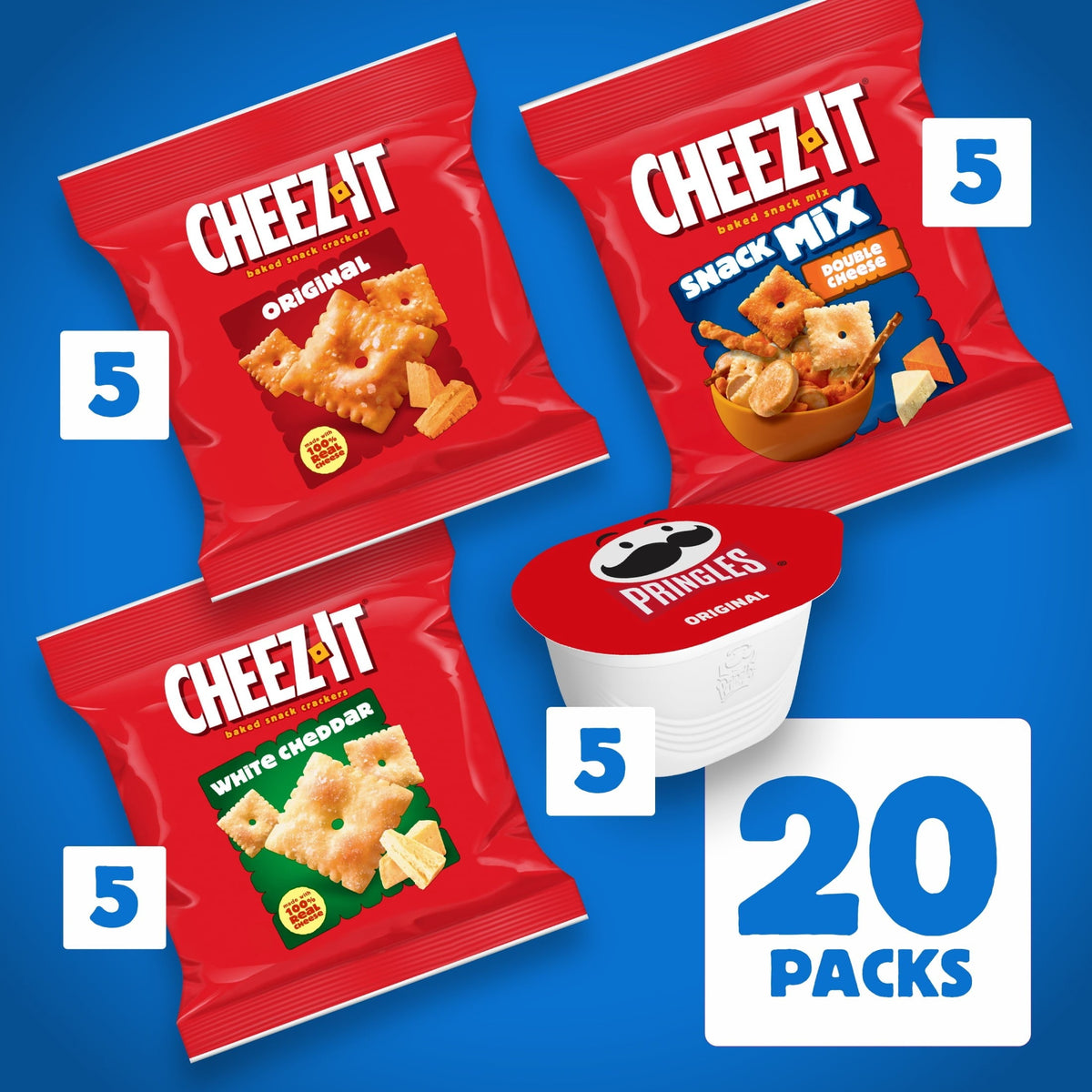 Cheez-It. Pringles. Lunch Snacks. Variety Pack. 16.95oz Box (20 Packs)