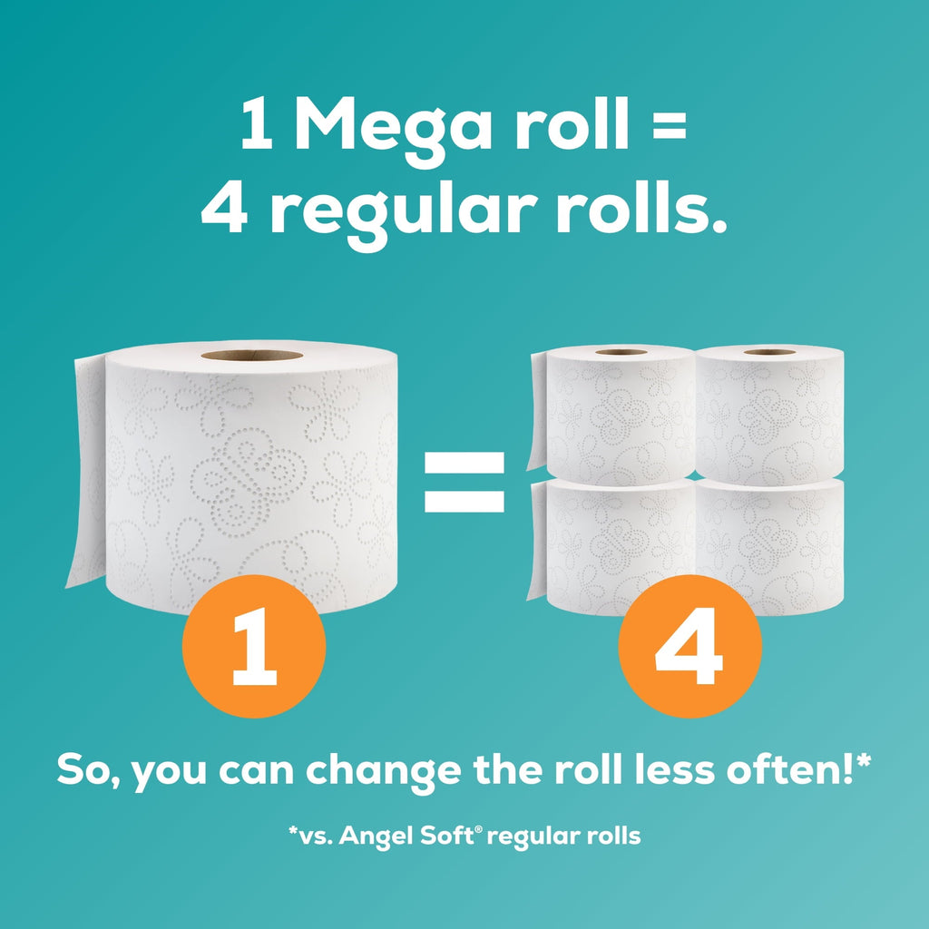 Angel Soft 2-Ply Toilet Paper. Fresh Linen Scented Tube. 12 Mega Rolls. 320 Sheets per Roll
