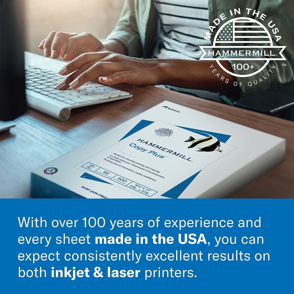 Hammermill Printer Paper. 20 lb Great White 30% Recycled. 8.5 x 11. 5000 Sheets Total (500 per Pack)