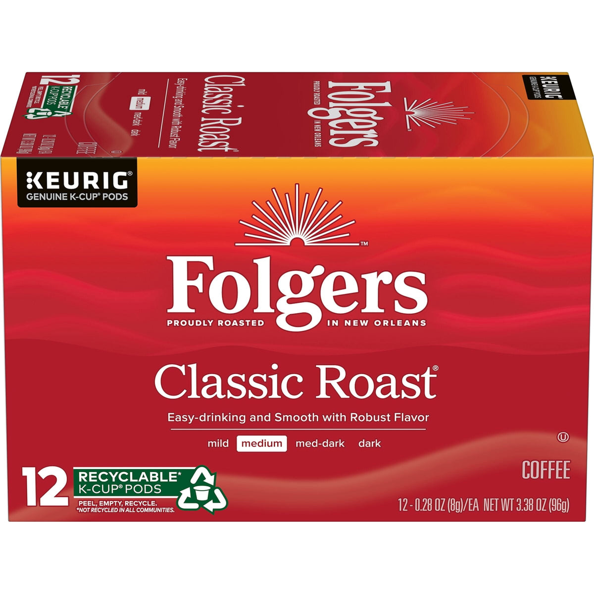 Folgers Classic Roast Coffee K-Cup Pods. Medium Roast. 84-Count