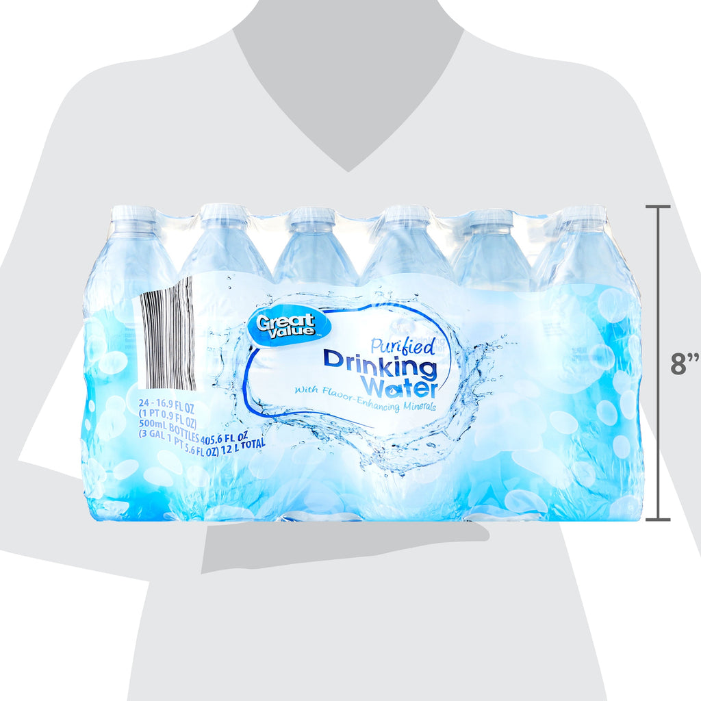 Great Value Purified Drinking Water. 16.9 fl oz. 24 Count