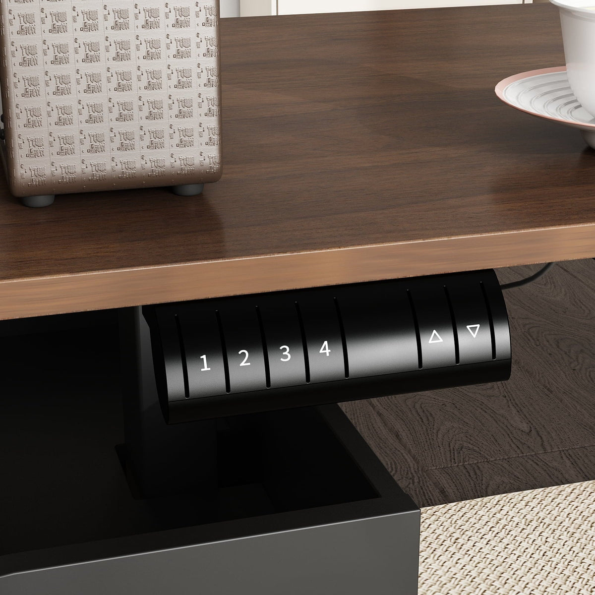 KULAGAGA Electric Standing Desk with Drawers and Shelves. Executive Adjustable Height Desk. L-Shaped Design. 63 inch Tabletop. for Office Deep Brown & Black