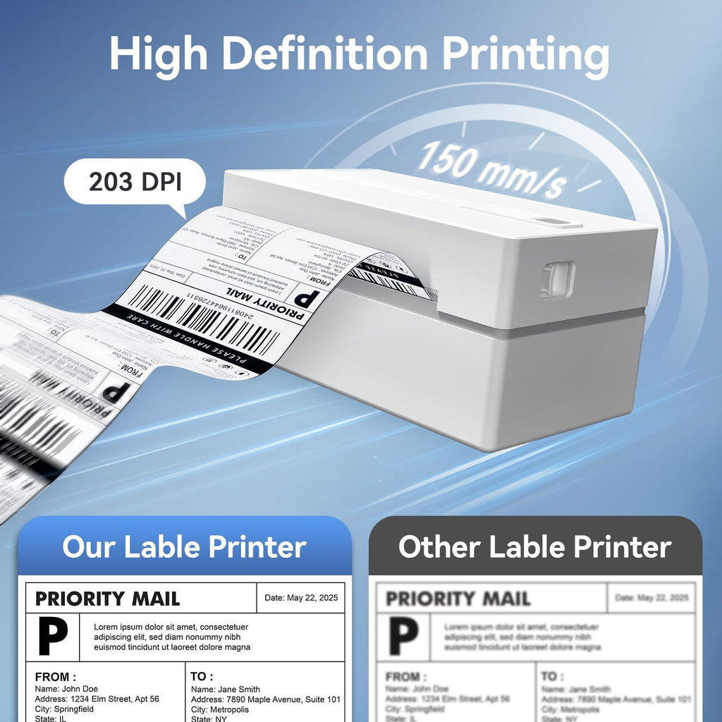 Label Printer. 4x6 Thermal Bluetooth Shipping Label Maker for Packages. Compatible with Windows iOS Android. Wireless Sticker Printing for Business and Home