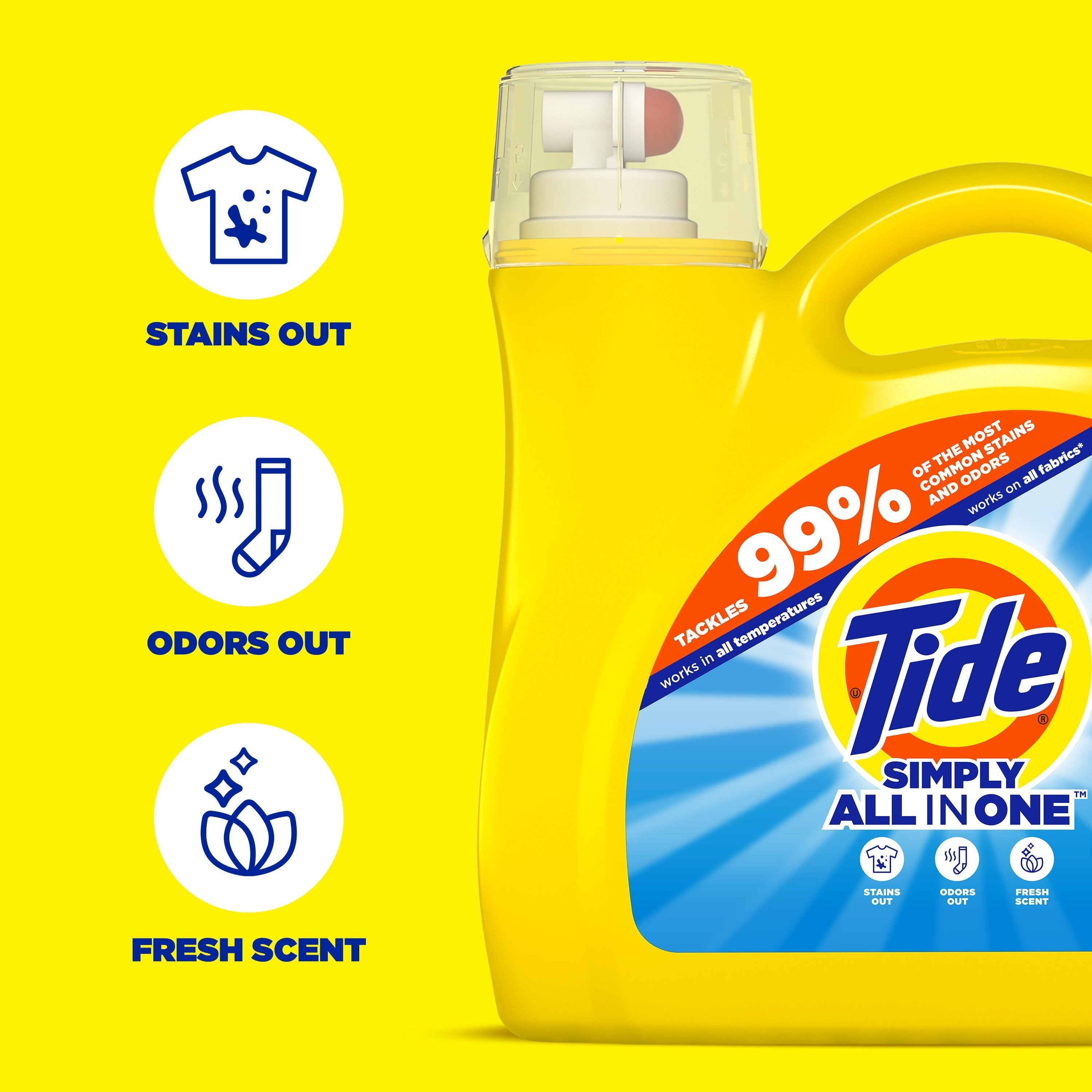 Tide Simply Laundry Detergent Liquid All-In-One. Refreshing Breeze Scent. 117 fl oz. 89 Loads