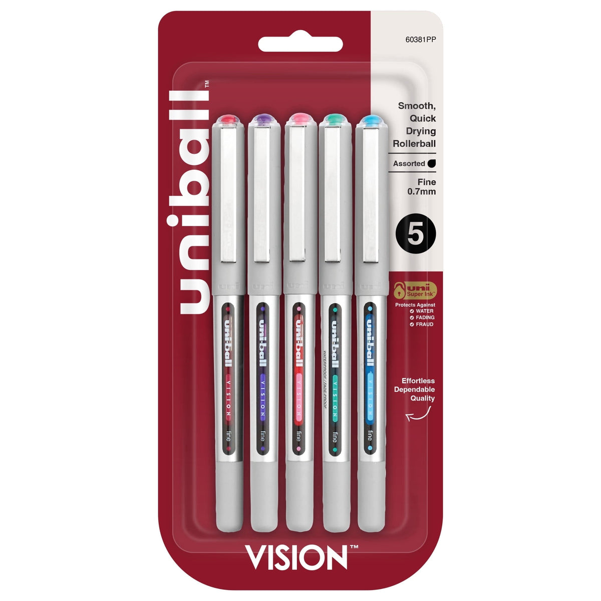 uni-ball Vision Rollerball Pens. Fine Point (5-Pack)